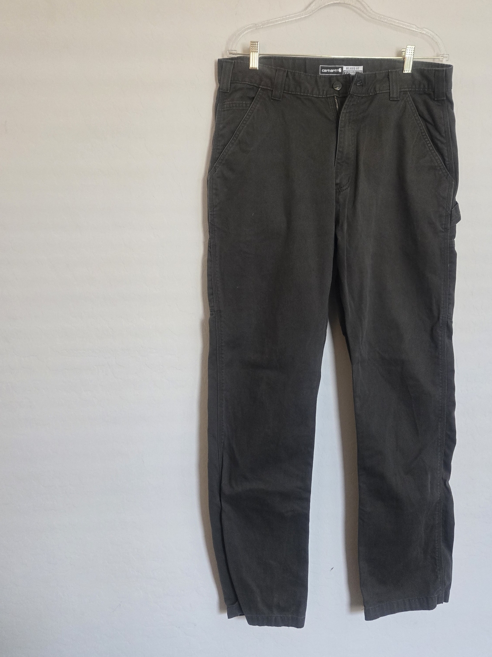 Carhartt Mens Relaxed Fit Canvas Work Pants Charcoal Gray Utility Carpenter 36x3